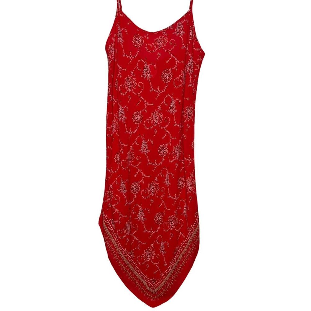 Vintage Natori Jose Red and white slip dress with a floral pattern